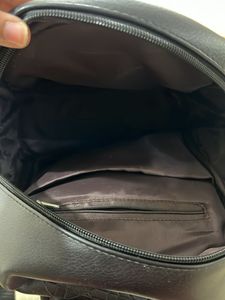 Black Faux Leather Cute Bagpack With Gold Hardware