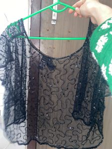 Beautiful Black Net Crop Top With Stones