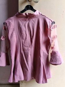 Pink Floral Sleeve Blouse