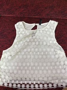 White Floral Lace Crop Top