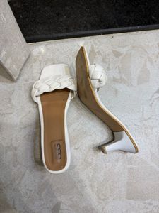 White Woven Slide Sandals