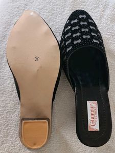 Glamour Black Embellished Mules