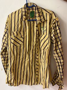 Yellow Shirt With Purple Stripes