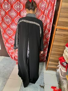 Front Open Abaya With Work On Back