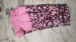 Floral Saree with Pink Border