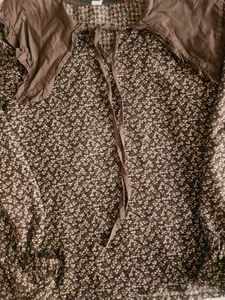Floral Print Brown Top