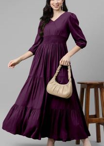 Tiered V-Neck Fit & Flare Maxi Dress