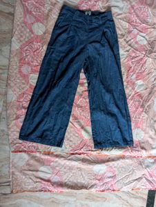 Wide Leg Denim Trousers Capree