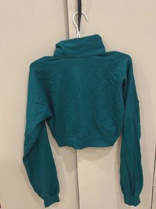 Green Cropped Pullover &amp; Black Skirt