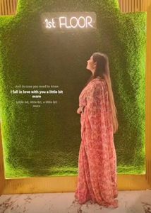 Floral Print saree with peral border