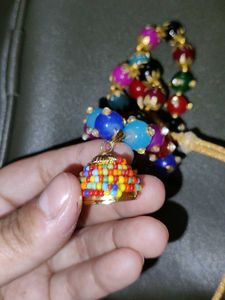 Colorful Beaded Necklace &amp; Pouch 👝+ 🆓 Gift