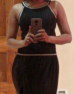 Black Halter Neck Top And Off White Spaghetti