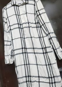 Black &amp; White Linning Print Long Shirt For 36 Bust
