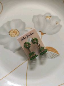 Green Jhumka Earrings