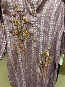 Calcutta Embroidery Kurta,Dupatta &amp; Go Colors Pant