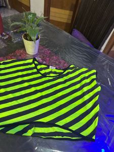 Striped Black and Neon Yellow Top