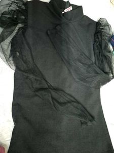 Black Tulle Sleeve Mini Dress