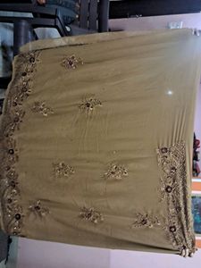 Brown Saree with Embellishments