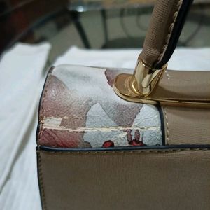 Beige Floral Handbag