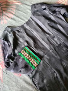Striped Grey Kurta With Full Size Dupatta