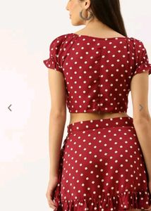 Red Polka dot Tie-up Crop Top