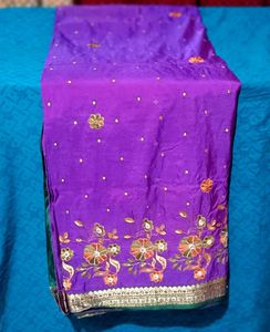Purple Embroidered Saree💜/Free Blouse