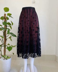 Multi layered Wine Long Skirt
