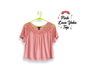 Pink Lace Yoke Top