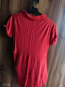 Red V-Neck Top