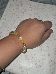Yellow And White Butterfly Charm Bracelet
