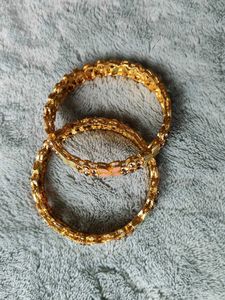 Fancy Stonework Metal Bangle Pair