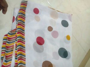 White Saree With Colorful Dots