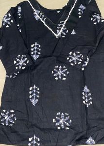 New Black And White Short Kurti