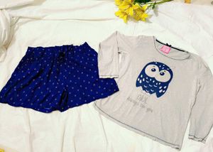 Very Cute& Beautiful Owl Top With Shorts