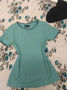Turquoise Ribbed Top