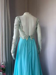 Heavy beaded blue flowy gown