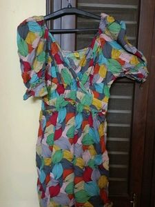 Colorful Leaf Print Dress