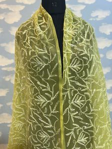 Elegant Yellow Embroidered Dupatta