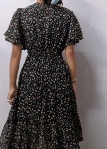 Black Mid Floral Dress