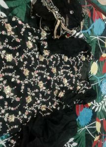 Black Floral Kurta Set