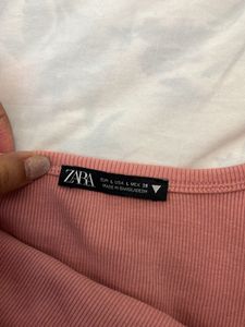 Zara Pink Cropped Tank Top