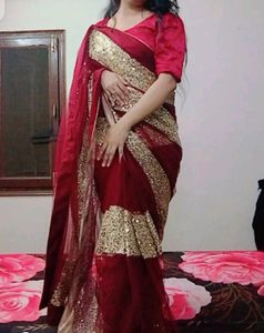 🆕Net Sequence Saree💜