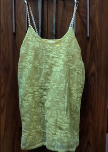 Yellow Floral Lace Cami Top