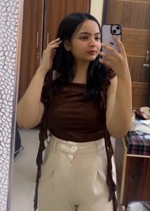 Brown Crop Top With Ruffles