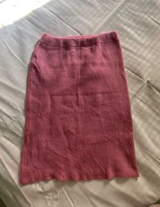 Pink Knit Midi Skirt