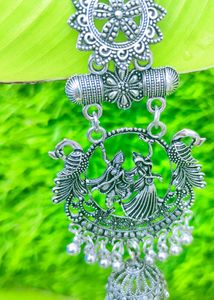 Log Oxidised Radha Krishna Earrings