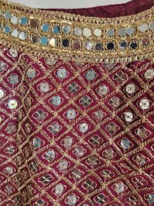Maroon &amp; Silver Embellished Indian Outfit