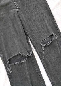 Zara Ripped Wide Long Jeans