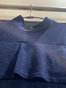 Blue Flared Shimmer Dress