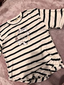 Striped Bunny Graphic Tee with knot